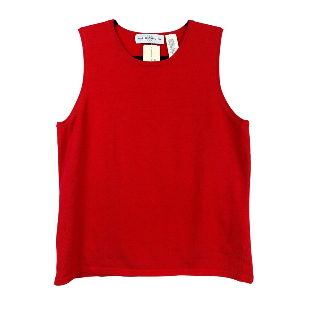 NWT Marisa Christina Red Sleeveless High Neck Tank Top Size LARGE Silk Blend